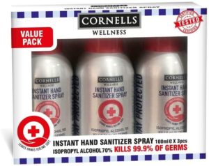 Cornells Wellness Instant Hand Sanitizer 100ML Spray - Pack of 3