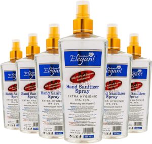 Elegant Hand Sanitizer Liquid Spray – 250ml – Pack of 6